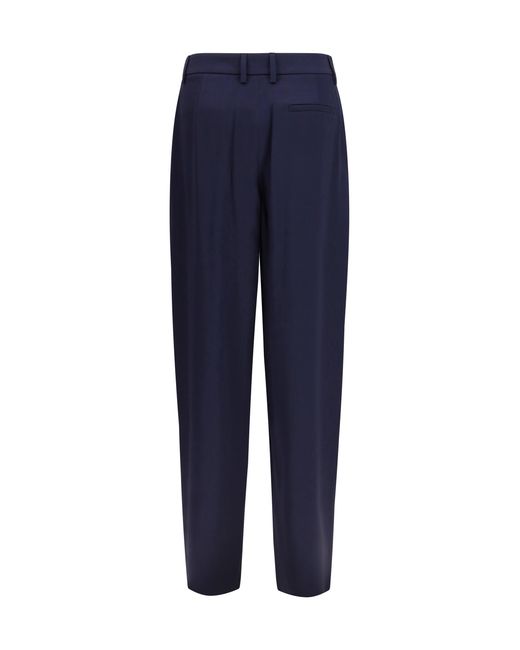 Giorgio Armani Blue Pleated Silk Pants
