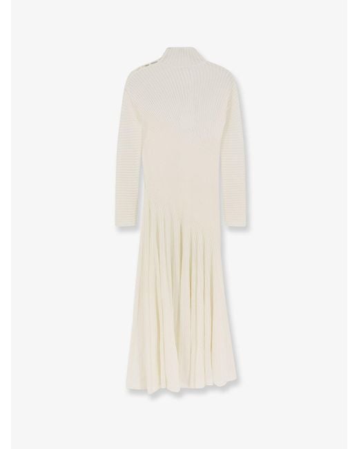 Alaïa White Long Wool Dress