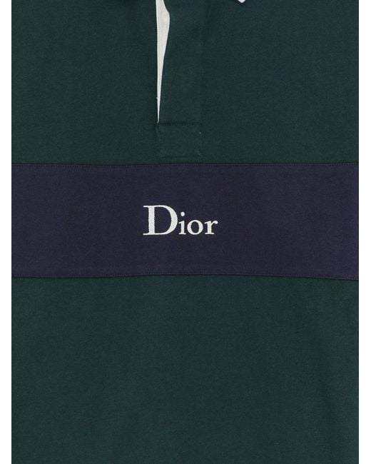 Dior Green Dior Cotton Polo Rugby With Dior Embroidery for men