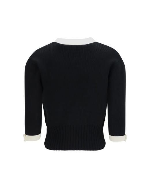 Valentino Blue Bicolor V-Neck Cardigan