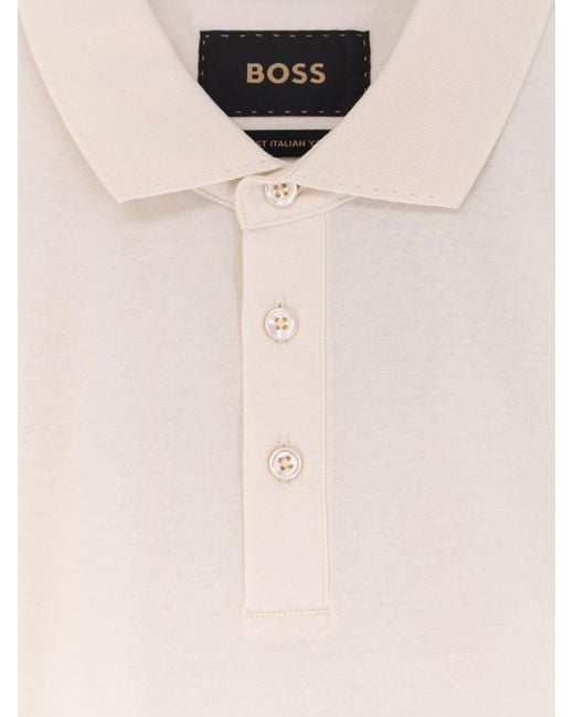 Boss White Perry Cotton Polo Shirt for men