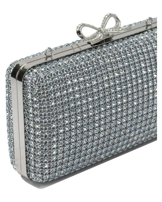 Self-Portrait Gray Clutch With Crystals