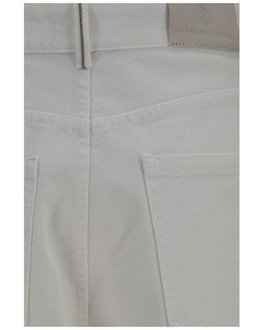 Brunello Cucinelli Gray High-Rise Palazzo Jeans Panama