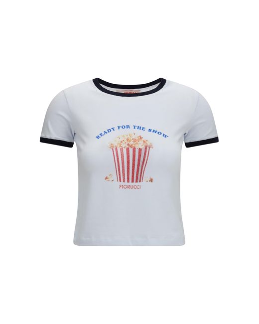 Women's White Popcorn Print T-Shirt
