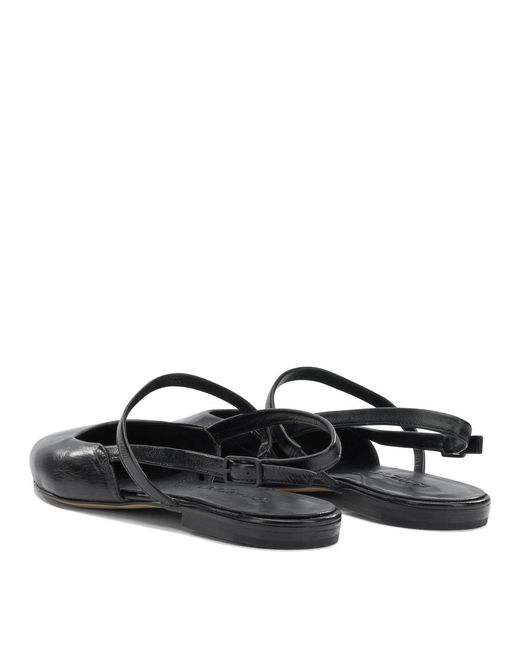 Pomme D'or White Ballerine Slingback In Pelle Ballerinas Black