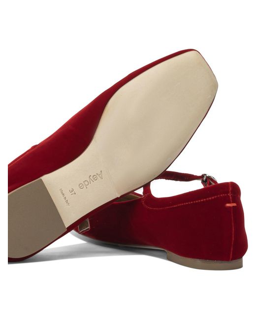 Aeyde Red "Uma" Mary Jane Ballets Flat
