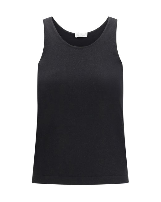 Brunello Cucinelli Black Sparkling Knit Tank Top