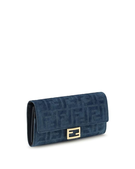 Fendi Blue Ff Denim Clutch Bag