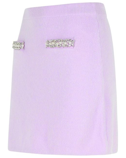 Self-Portrait Purple Knit Miniskirt
