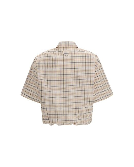 Prada White Checked Poplin Shirt
