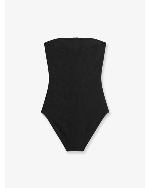 Totême Black One-Piece Swimsuit With Ribbed Pattern