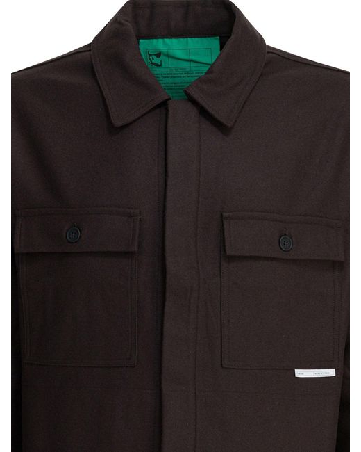 GR10K Black Wool Blend Overshirt Jacket Jackets And Coats