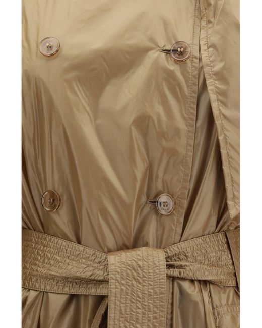 Saint Laurent Natural Translucent Technical Fabric Trench With Lavallière Collar