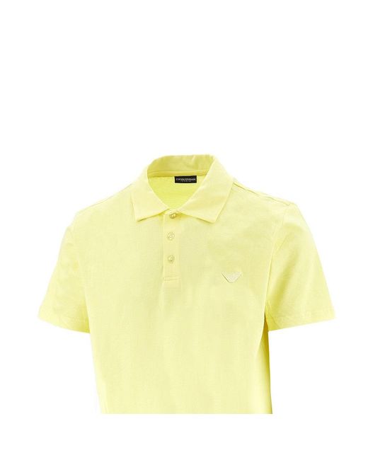 Emporio Armani Yellow Eagle Patch Jersey Polo Shirt for men