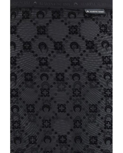 MARINE SERRE Black Moonogram Mesh Flock Pant-Skirt