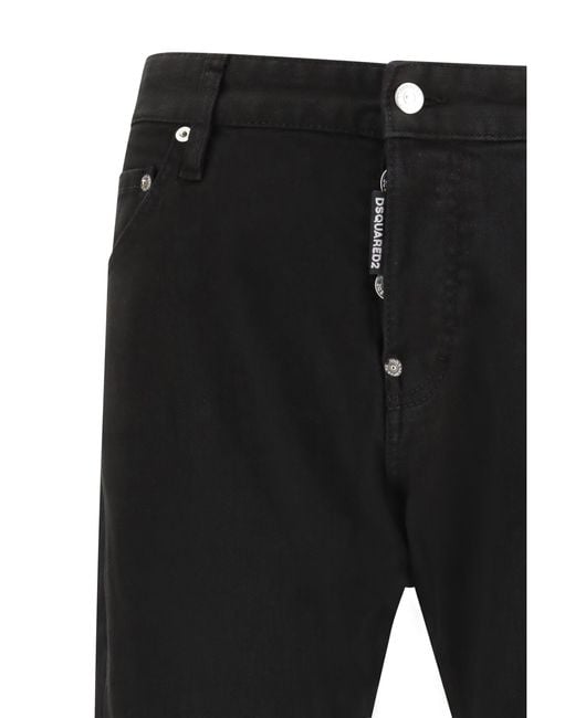 DSquared² Black Slim Twist Washed Jeans for men