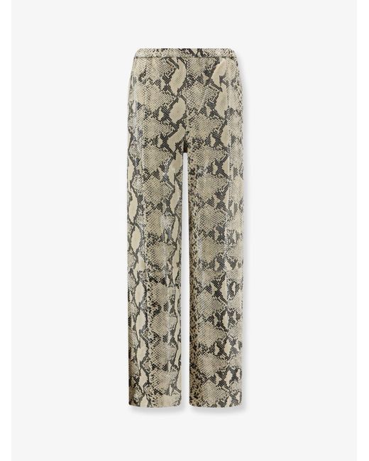 Alysi White Python-Print Leather Trousers