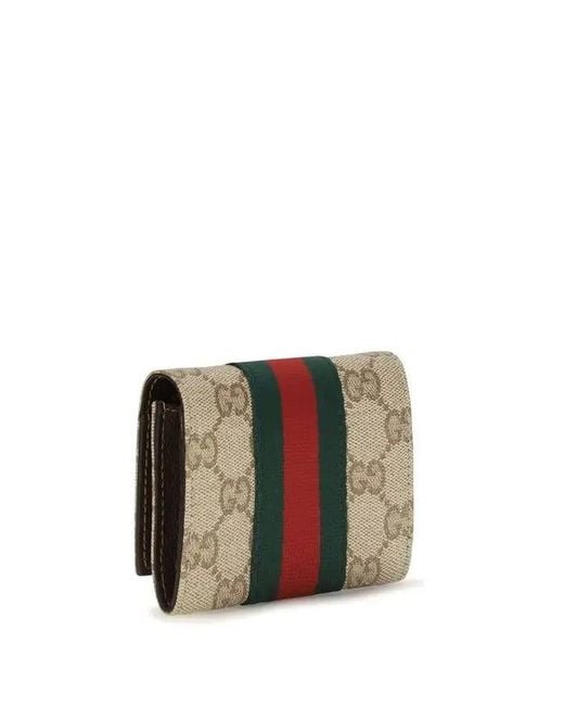 Gucci Natural Gg Wallet With Web Detail