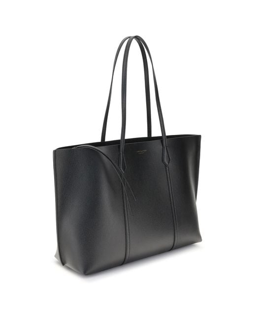 Tory Burch Black Leather Tote Bag Perry