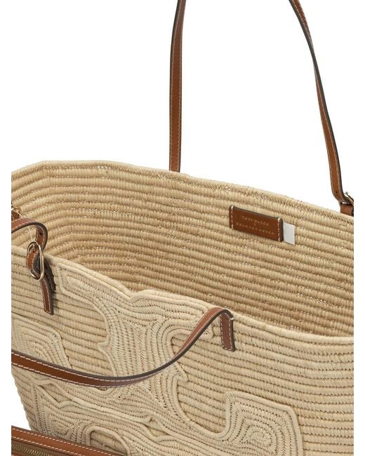 Tory Burch Natural Raffia Cotton Shoulder Bag
