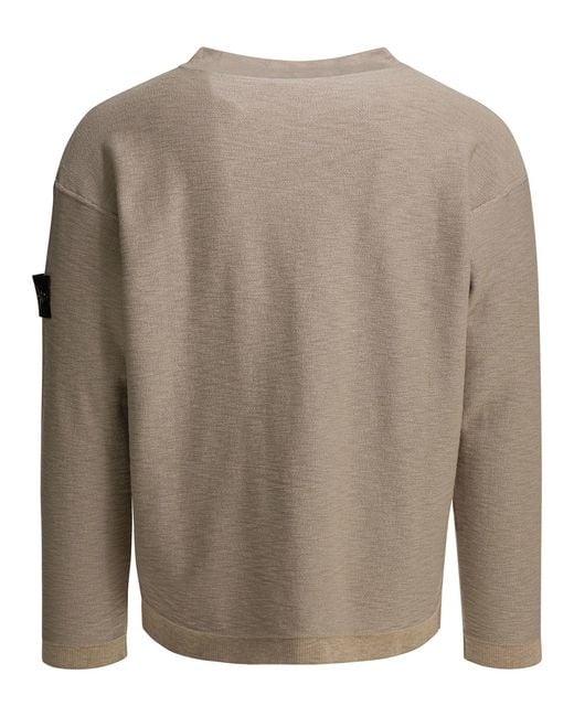 Stone Island Gray Crewneck Sweatshirt With Compass Logo for men