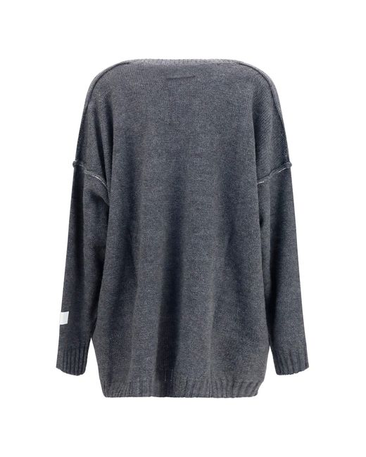 MM6 by Maison Margiela Gray Oversized V-Neck Sweater Melange