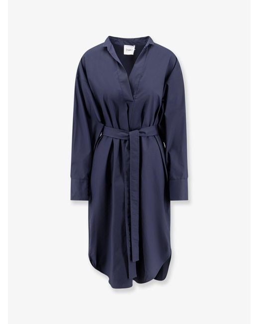 Nude Blue Dress — Belted Cotton