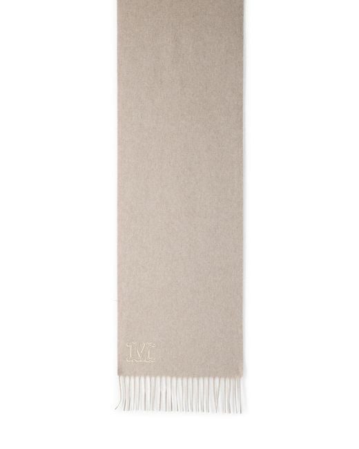 Max Mara White 'Wsdalia' Sand Cashmere Scarf