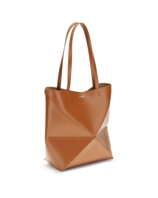 Loewe Brown Puzzle Fold Tote Bag