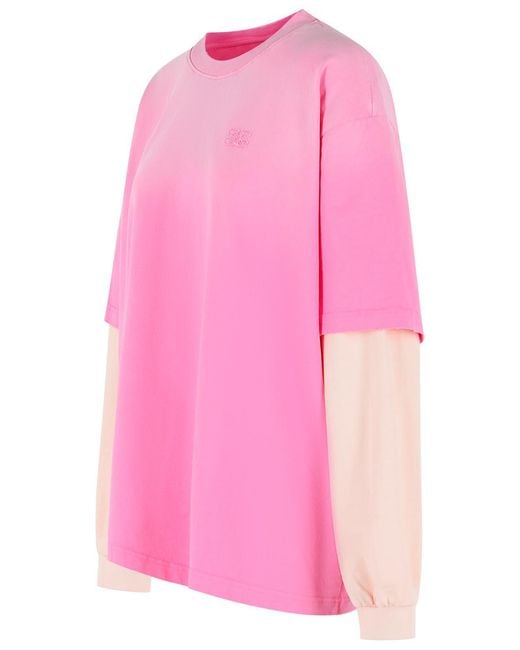 Ganni Pink Cotton T-Shirt