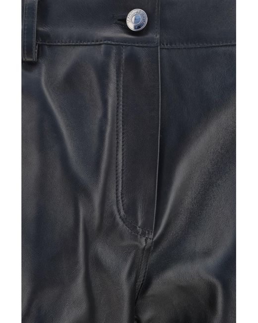 Magda Butrym Gray Straight-Leg Leather Pants
