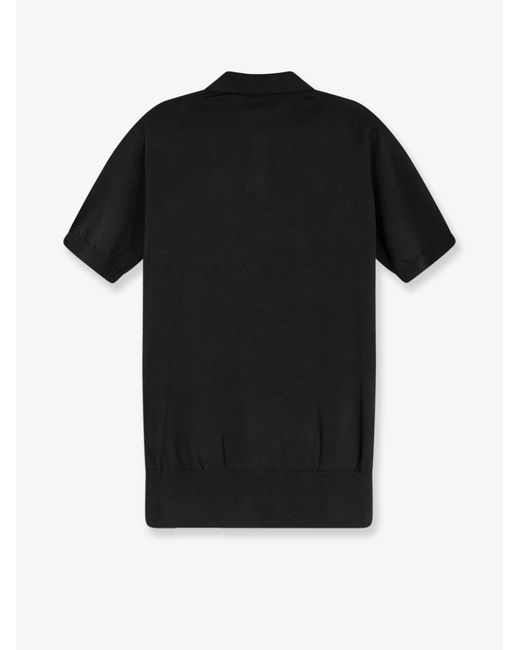 Alpha Studio Black Polo Shirt Cotton-Silk for men