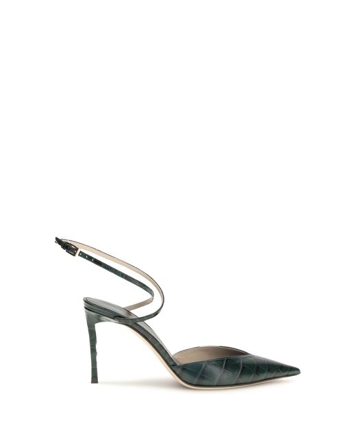 Tom Ford White Crocodile-Print Leather Pumps
