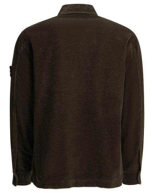 Stone Island Black Corduroy 800 Overshirt Jacket for men
