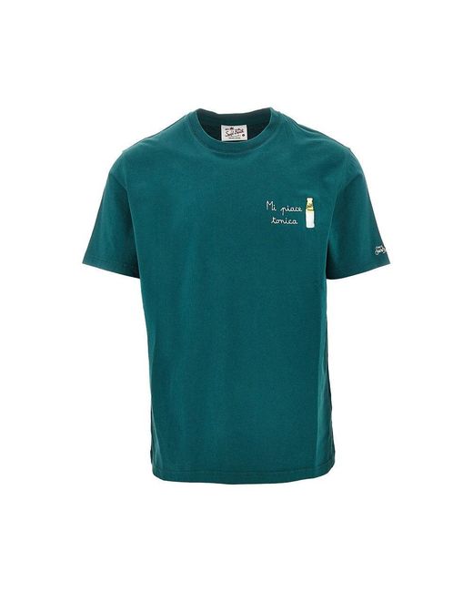 Mc2 Saint Barth Green 'Portofino' T-Shirt With Schweppes Embroidery for men