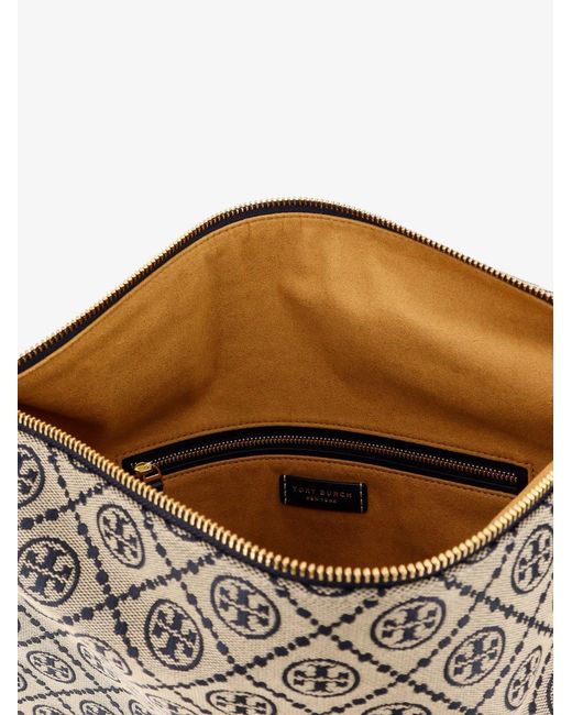 Tory Burch Gray T Monogram Balloon Jacquard Fabric Shoulder Bag