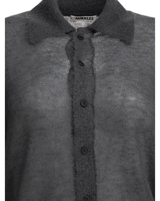 Auralee Black Charcoal Mohair Nylon Knitwear