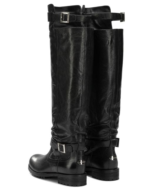 Jimmy Choo Black Biker Knee-High Boots