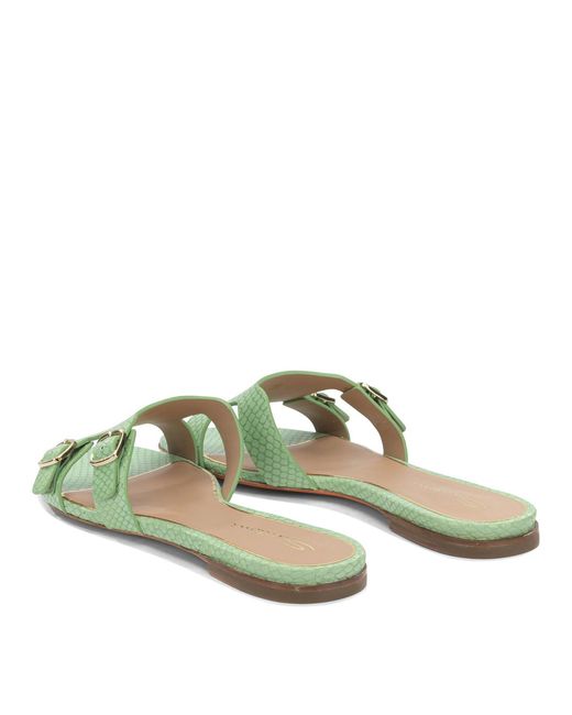 Santoni Green Goat Cow Leather Sandals