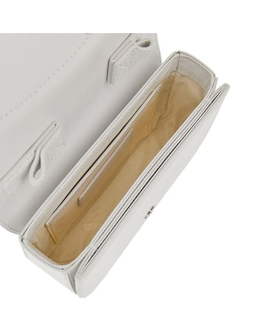 DIESEL White Leather '1Dr' Shoulder Bag With Charms