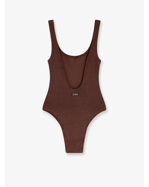 Mc2 Saint Barth Brown Lora Crinkle One-Piece