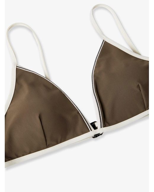 Brunello Cucinelli Gray Nylon Bikini Top With Monile Details