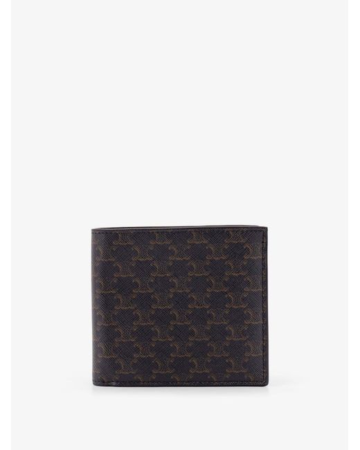 Céline White Triomphe Coated Canvas And Leather Bifold Wallet for men