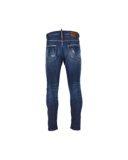DSquared² Blue Stretch Denim Slim Twist Jeans for men