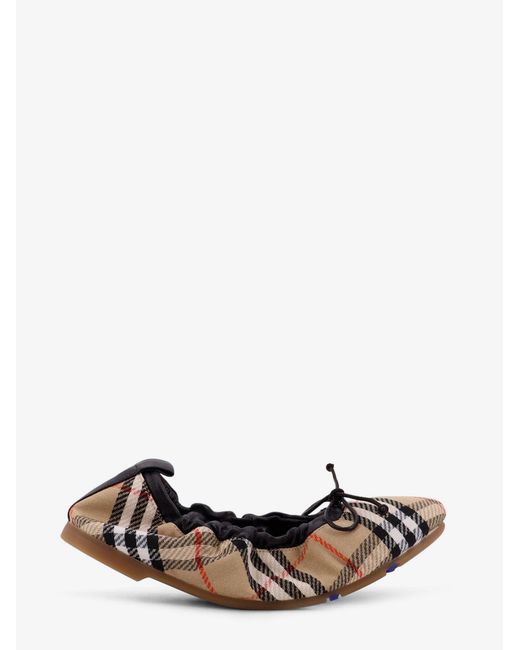 Women's Fawn Ballerinas With Traditional Check Motif
