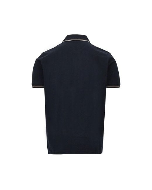 Emporio Armani Blue Eagle Embroidery Stretch Piquet Polo Shirt for men