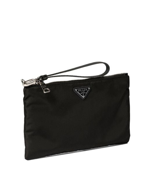Prada Black Re-Nylon And Saffiano Pouch