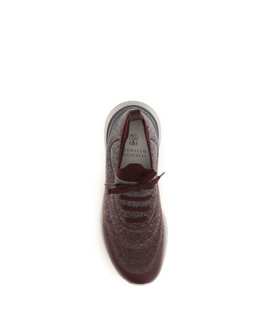 Brunello Cucinelli Brown Techno Cotton Knit Sneakers Runners