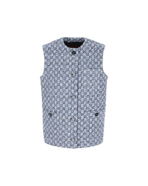 Gucci Blue Cotton Gg Sleeveless Vest