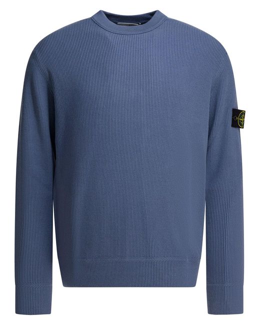 Stone Island Blue Crew-Neck Sweater for men
